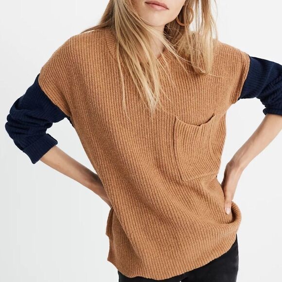 Madewell Sweaters - Madewell Thompson Pocket Pullover Sweater Colorblock